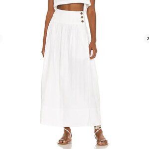 Free People x set for sunshine Maxi skirt textured  White Button XS